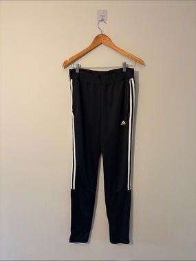 adidas Black Jogger Pants with White Side Stripes and Logo - Kids
